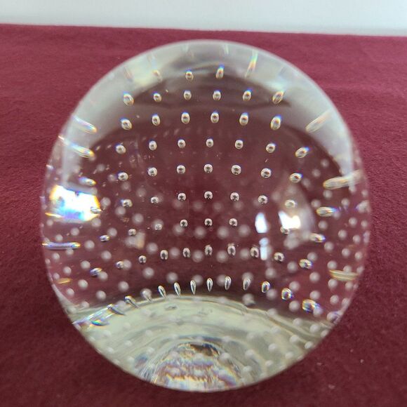 Clear Glass Paperweight Precision Controlled Bubbles in Alignment Vintage - Picture 4 of 10